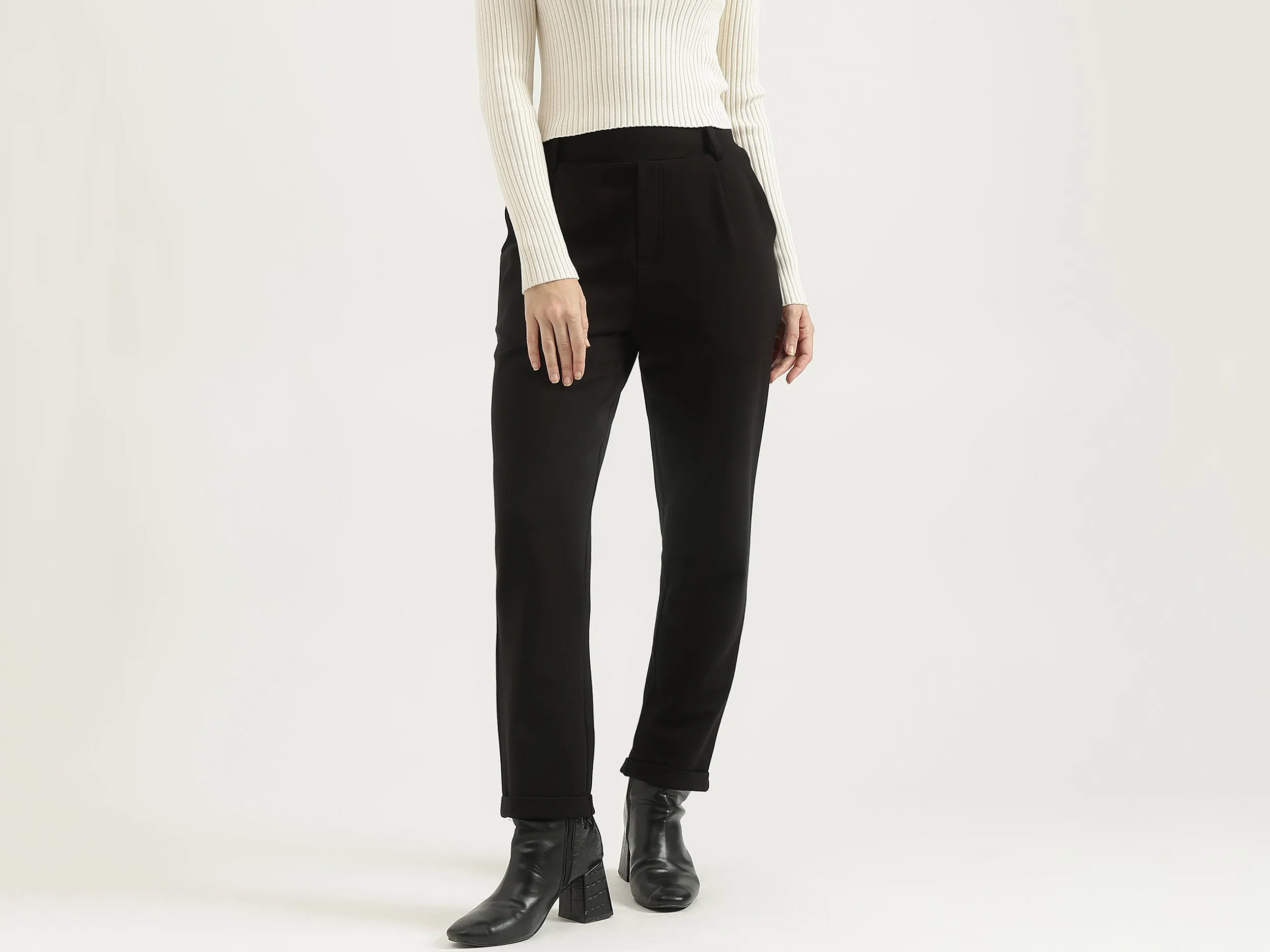 Solid Narrow Fit Trousers