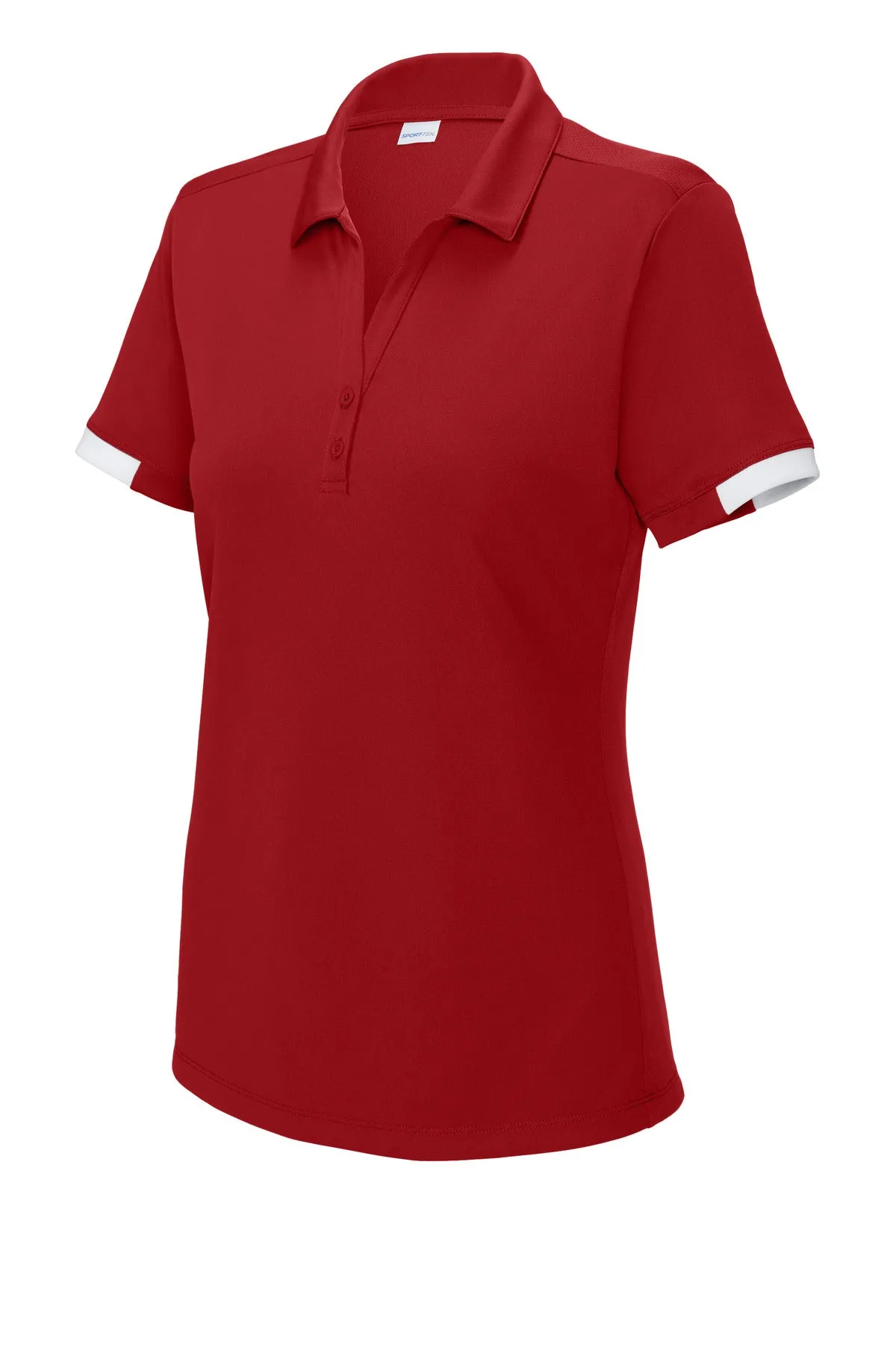 Sport-Tek Women's Club Colorblock Polo LST444 Deep Red/ White