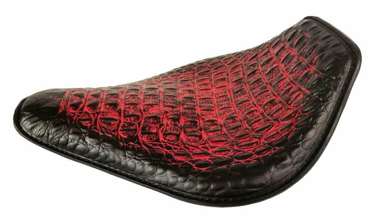 Spring Seat Chopper Bobber Harley Sportster 11x14 AntRe Gator Snub Nose Leather