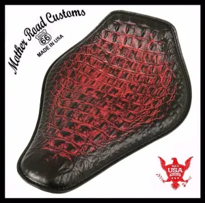 Spring Seat Chopper Bobber Harley Sportster 11x14 AntRe Gator Snub Nose Leather