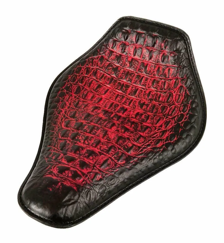 Spring Seat Chopper Bobber Harley Sportster 11x14 AntRe Gator Snub Nose Leather