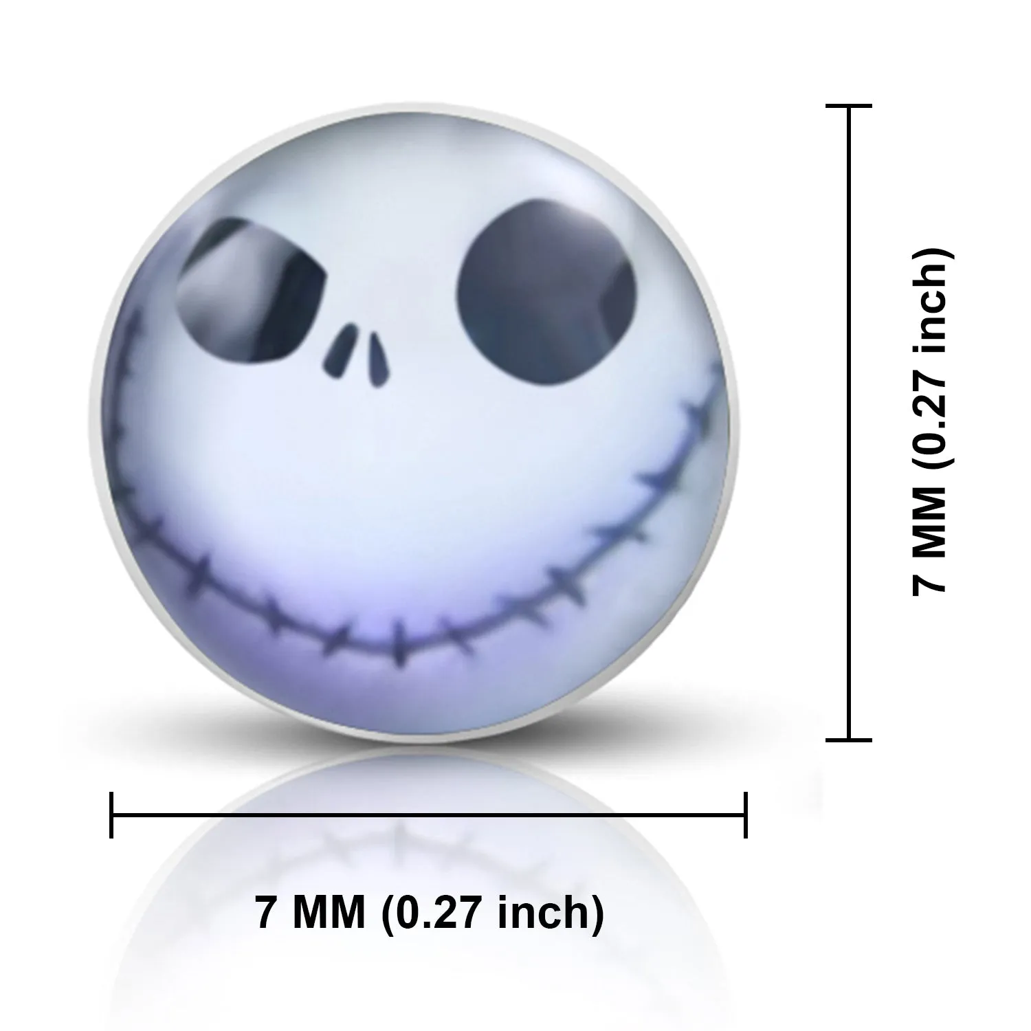 Stainless Steel Happy Jack Round Circle Button Stud Earrings
