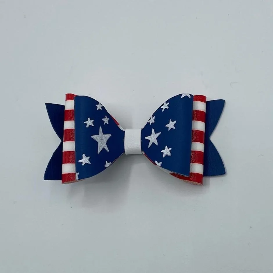 Stars and Stripes 4" Faux Leather Bow