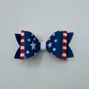 Stars and Stripes 4" Faux Leather Bow