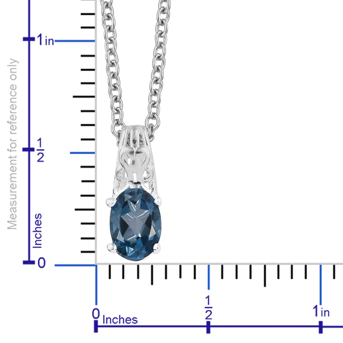 Sterling Silver .90 cts London Blue Topaz Pendant with 20" Chain with Magnetic Clasp