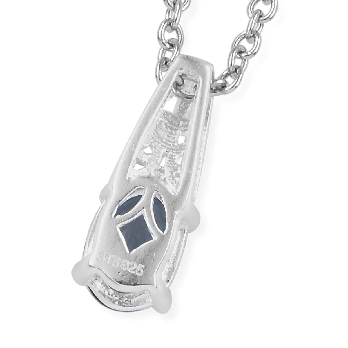 Sterling Silver .90 cts London Blue Topaz Pendant with 20" Chain with Magnetic Clasp