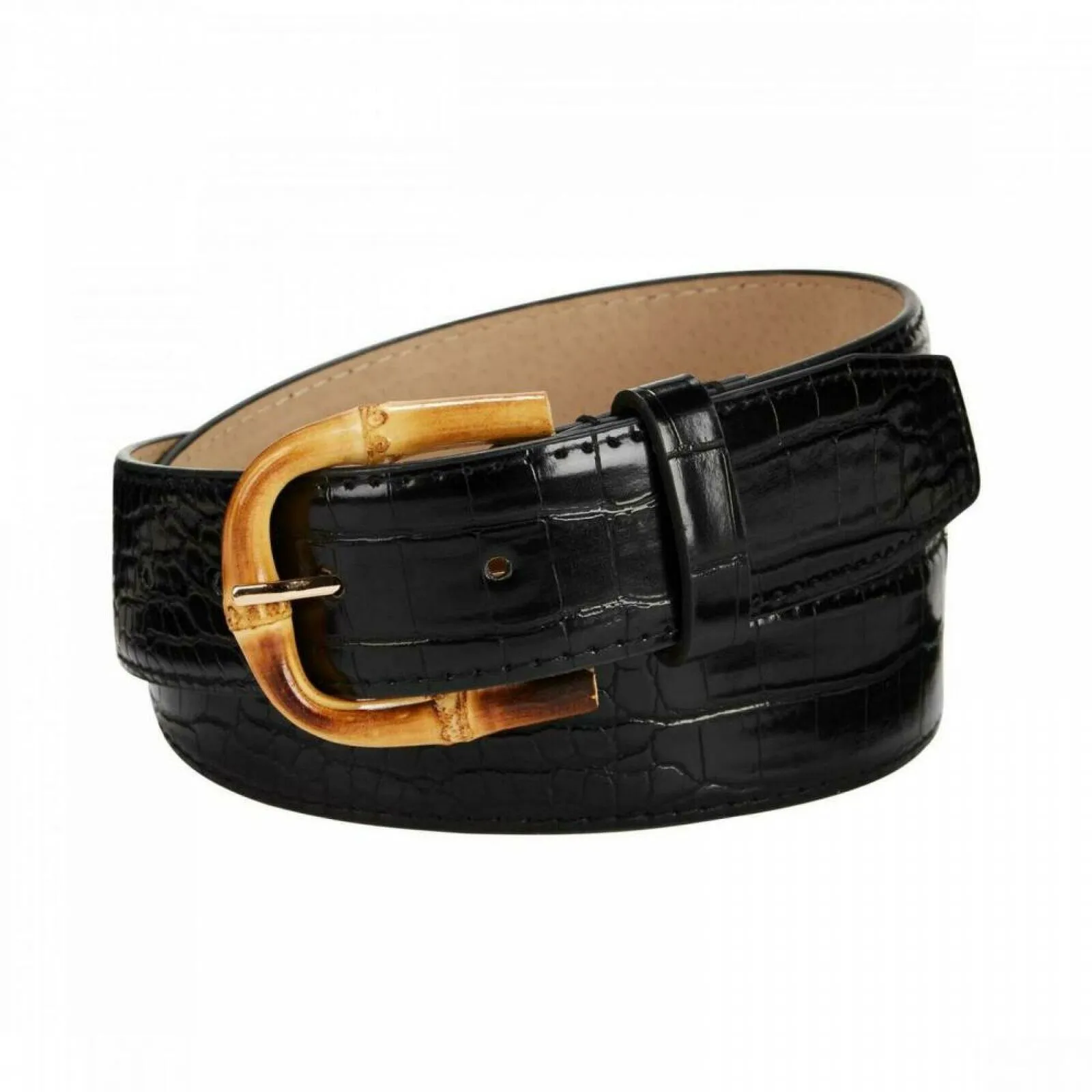 Steve Madden Women's Croc-Embossed Faux-Bamboo Belt