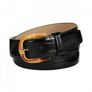 Steve Madden Women's Croc-Embossed Faux-Bamboo Belt