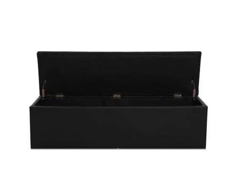 Storage Ottoman Blanket Box Black LARGE Leather Rest Chest Toy Foot Stool