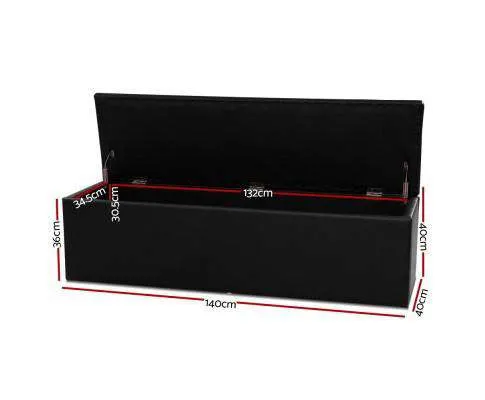 Storage Ottoman Blanket Box Black LARGE Leather Rest Chest Toy Foot Stool