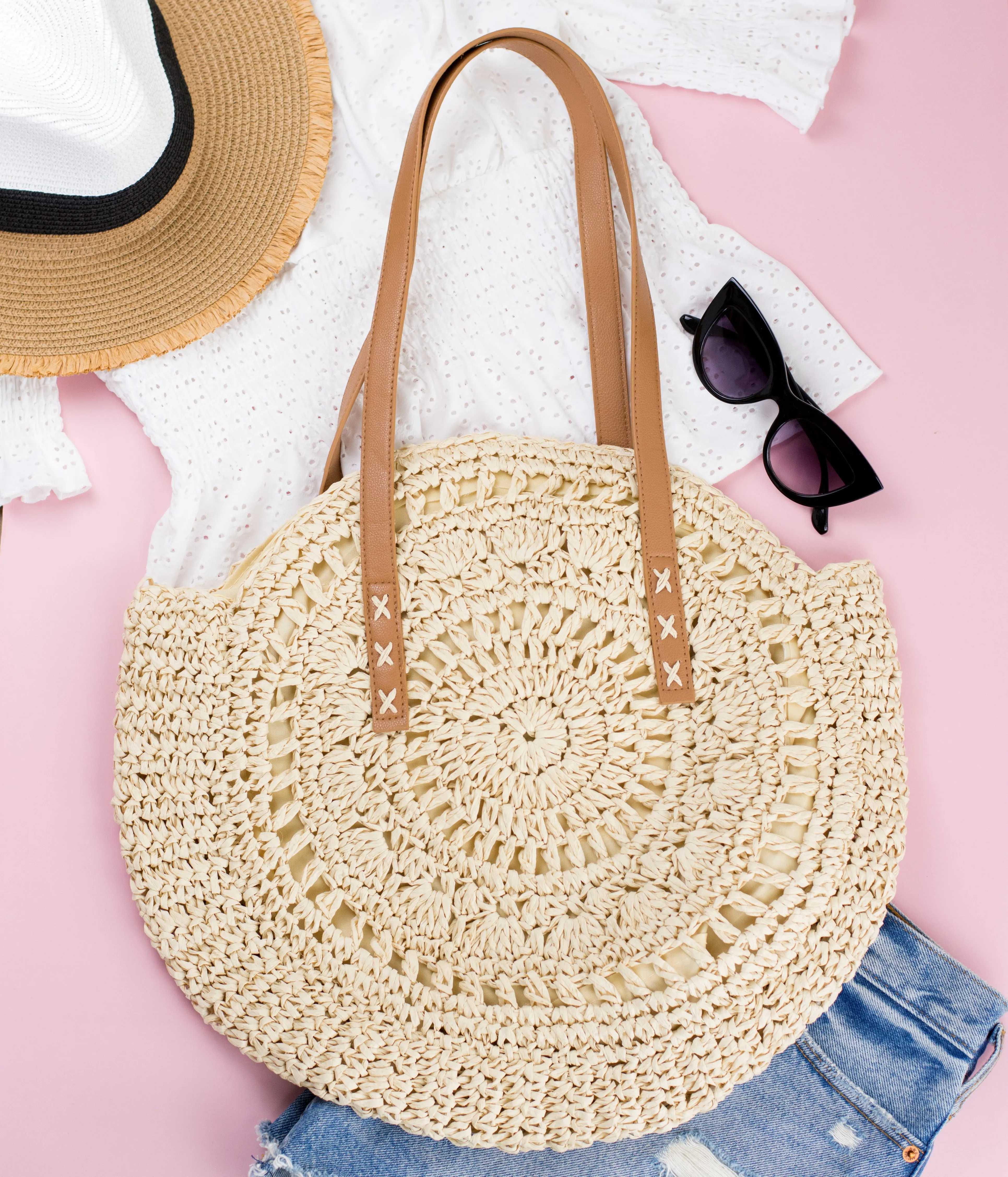 Straw Circle Tote