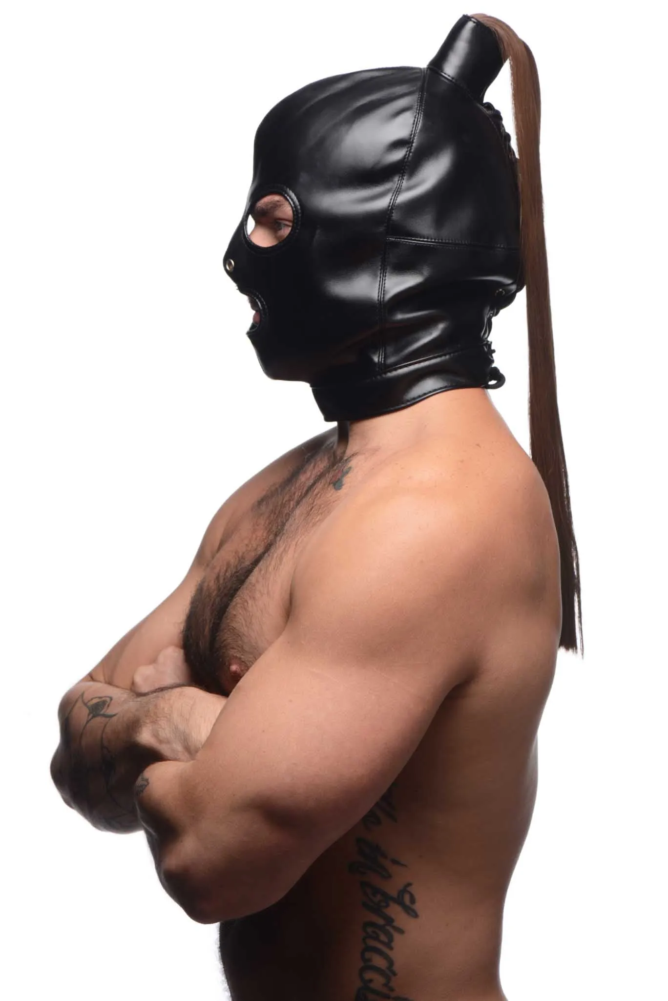Strict Ponytail Bondage Hood - Black