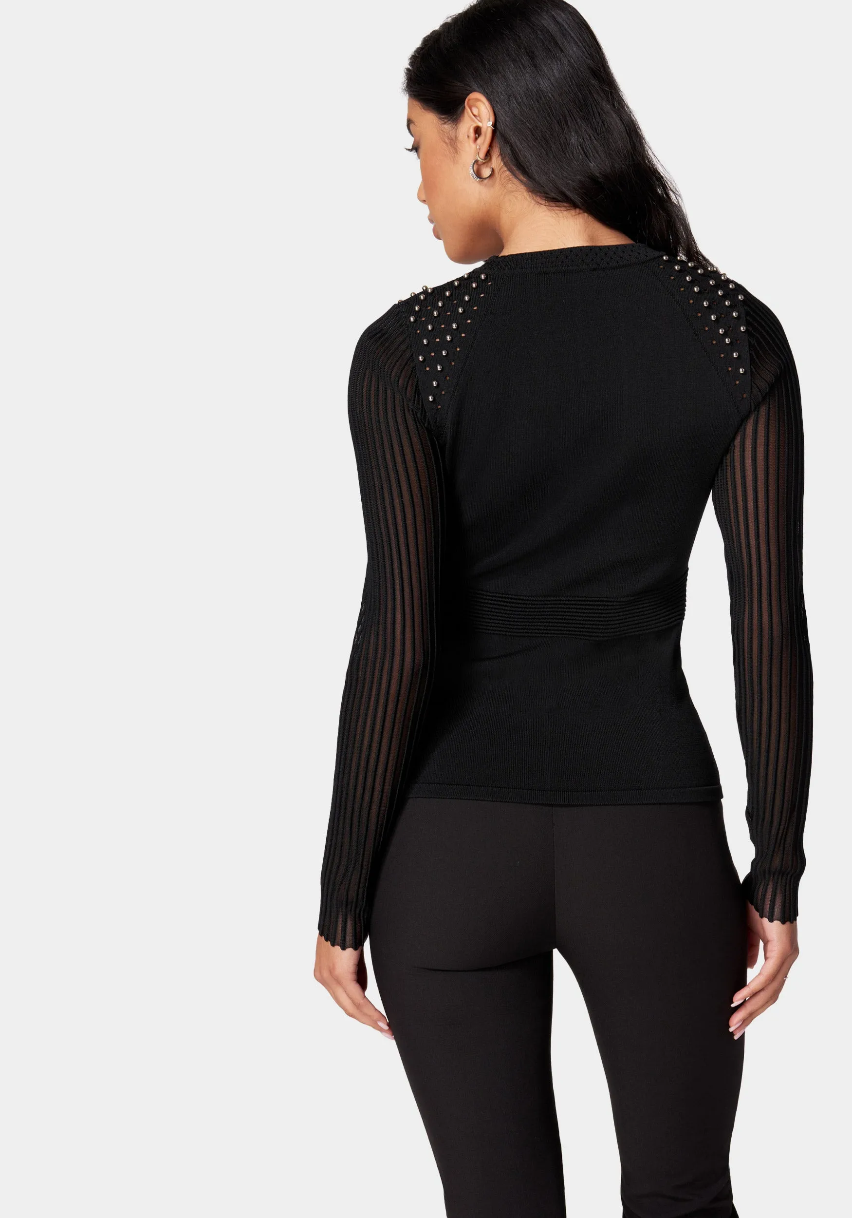 Stripe Illusion Stud Detail Sweater