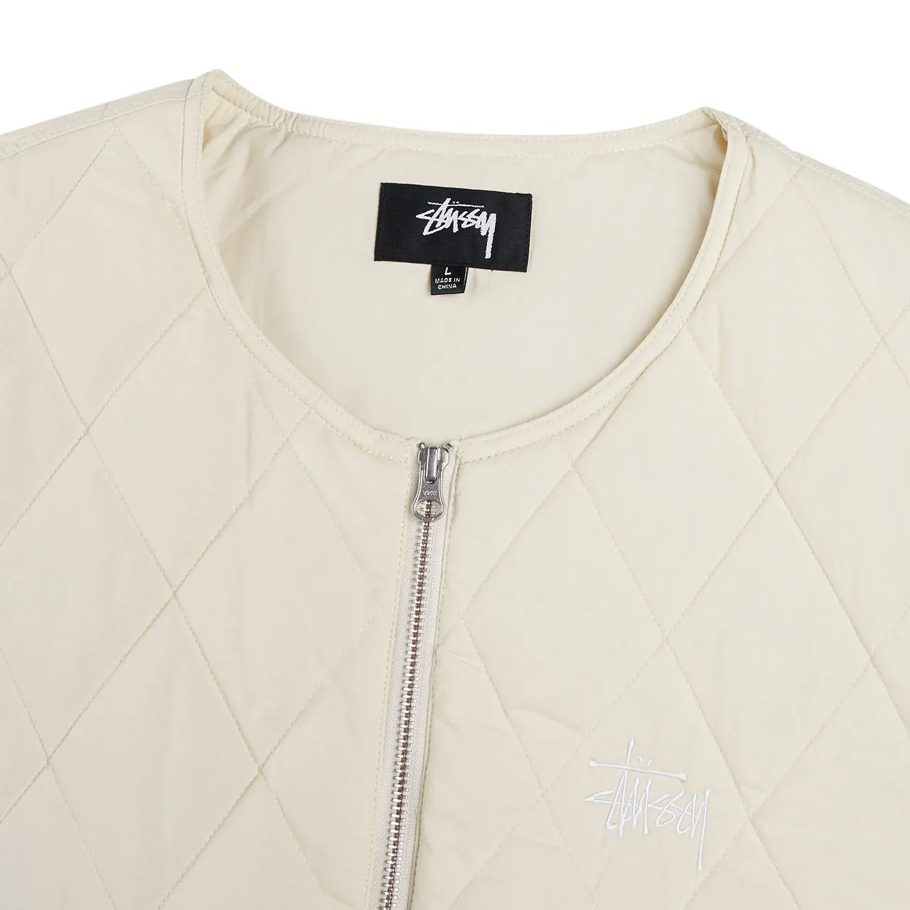 stüssy diamond quilted vest (cream)