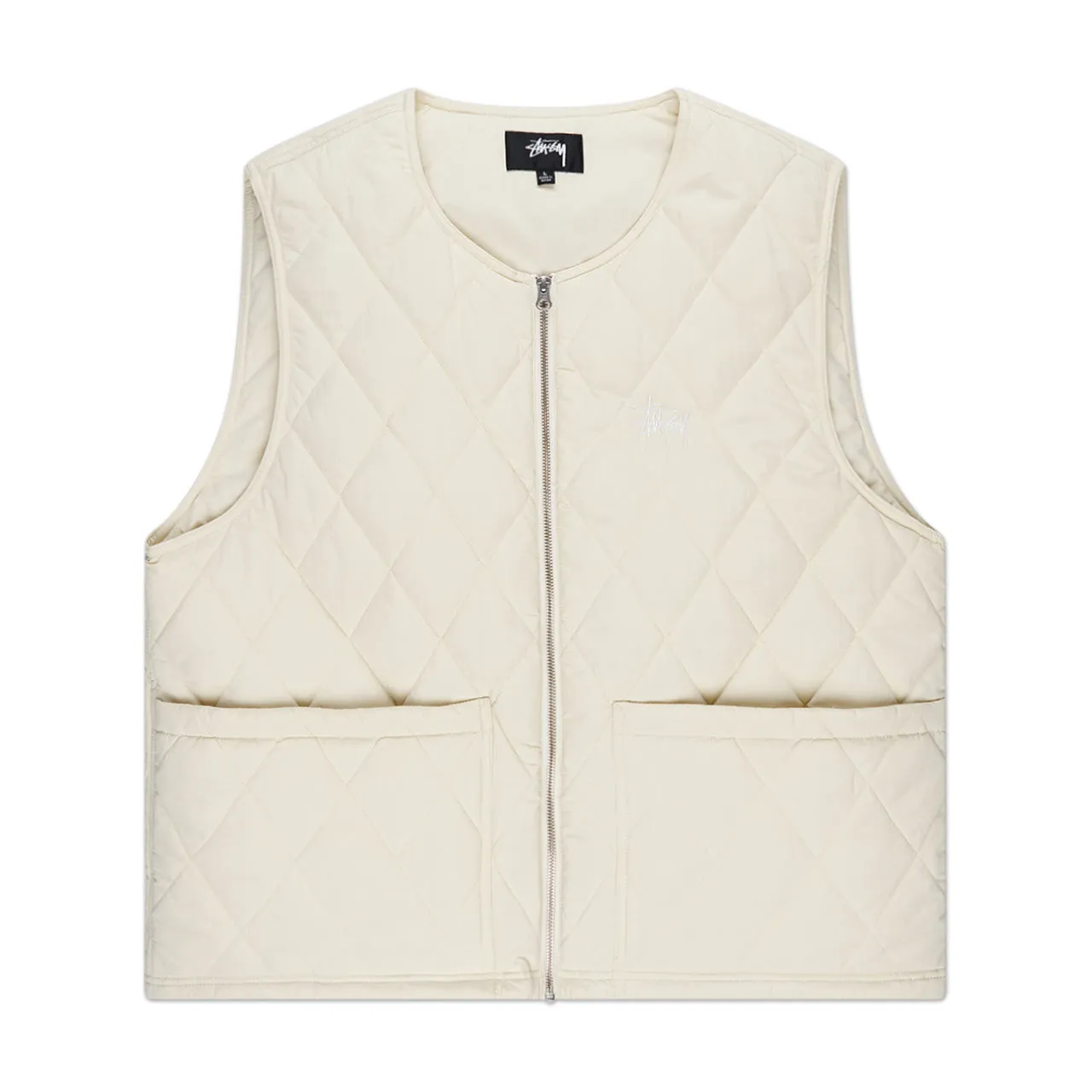 stüssy diamond quilted vest (cream)