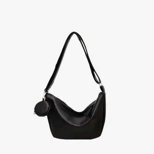 Stylish Leather Crossbody Bag with Earbud Case and Small Purse
