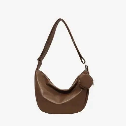 Stylish Leather Crossbody Bag with Earbud Case and Small Purse