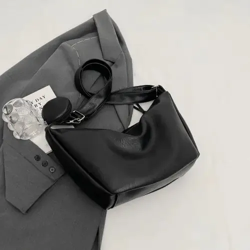 Stylish Leather Crossbody Bag with Earbud Case and Small Purse