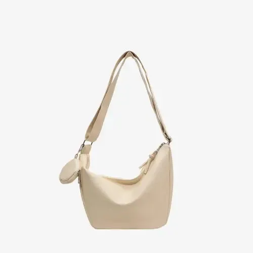 Stylish Leather Crossbody Bag with Earbud Case and Small Purse