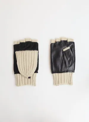 Suede and Leather Mittens - Black