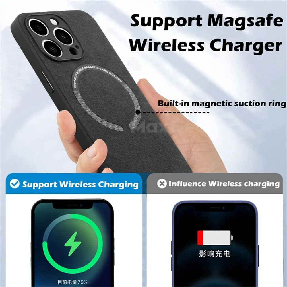Suede Leather Magnetic Case for iPhone (Magsafe)