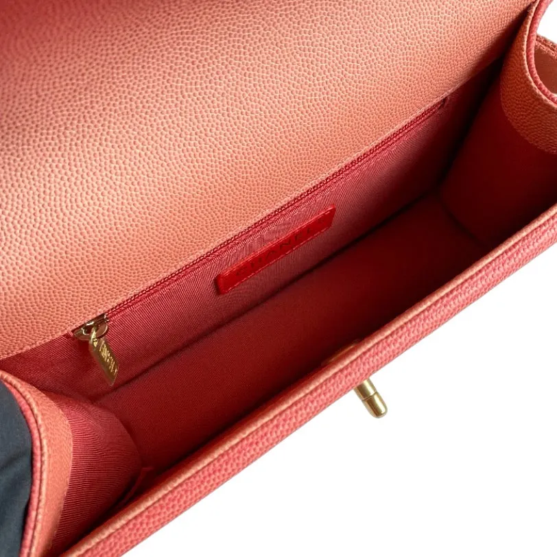 Sunset On The Sea Small Flap Bag in Coral Pink Caviar