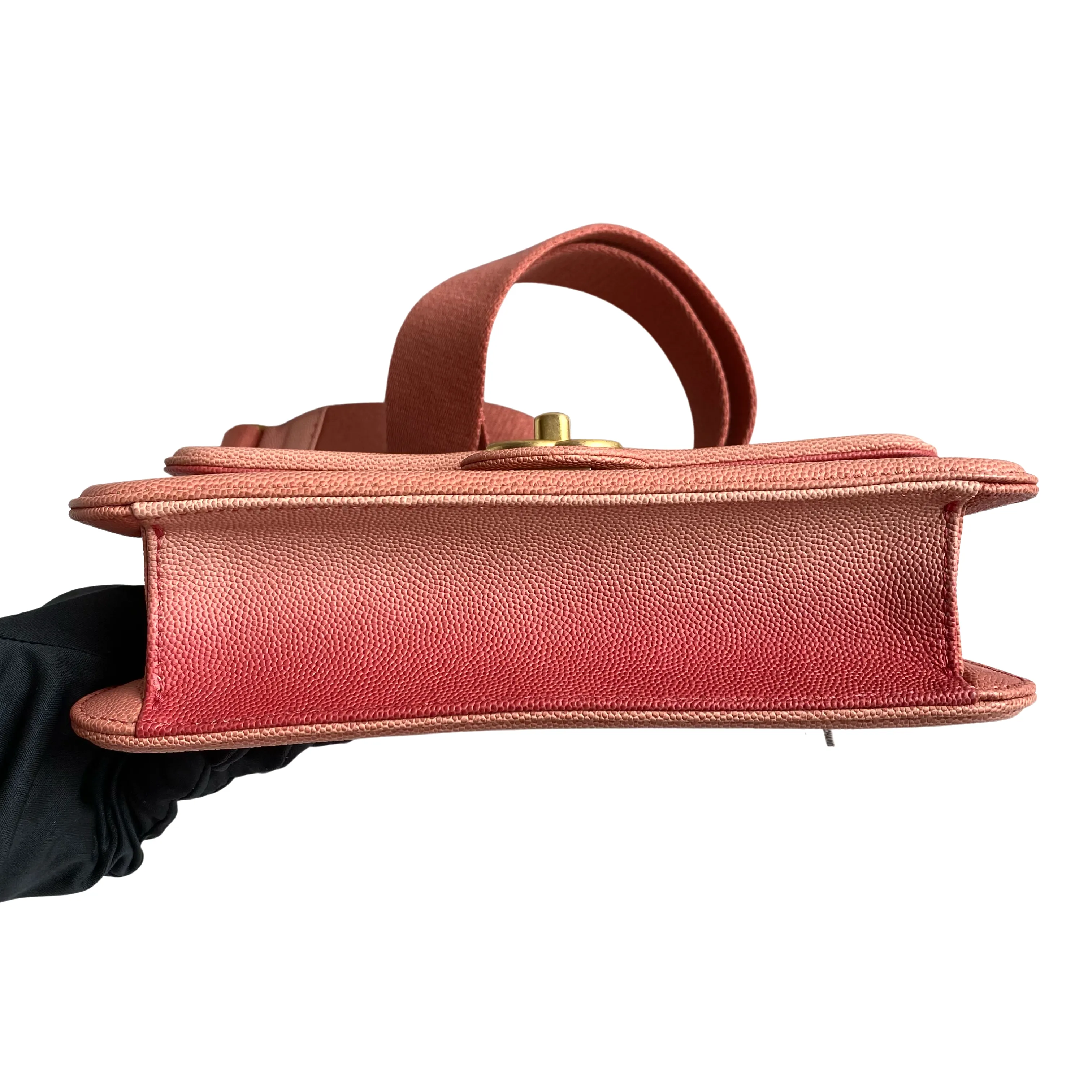 Sunset On The Sea Small Flap Bag in Coral Pink Caviar