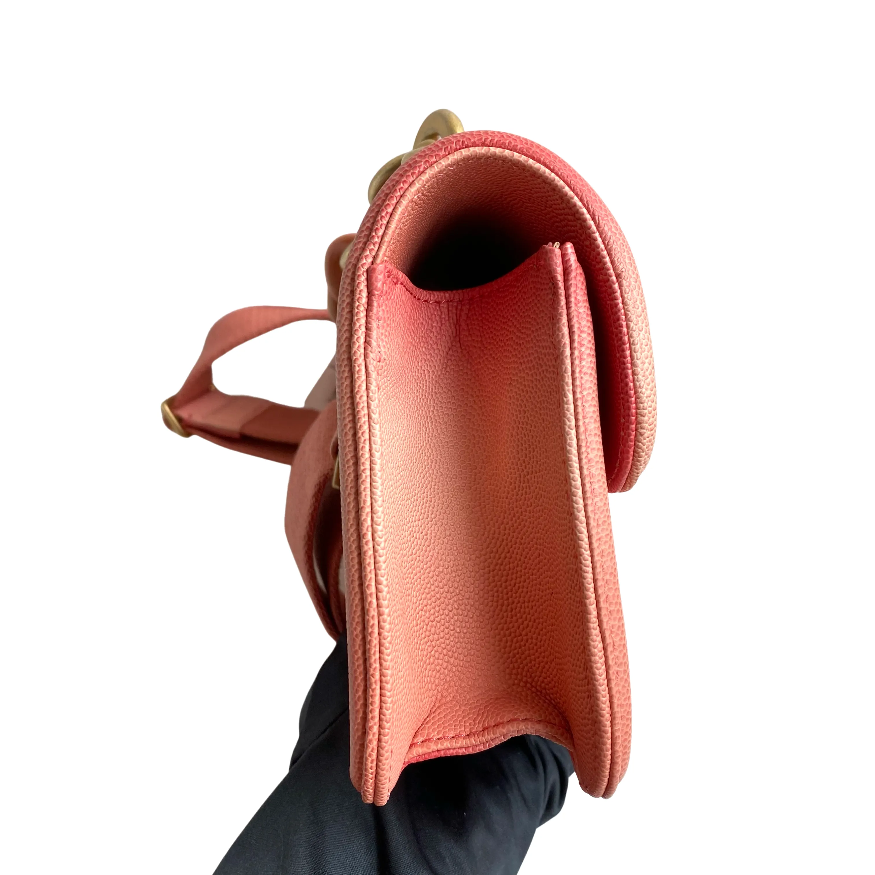 Sunset On The Sea Small Flap Bag in Coral Pink Caviar