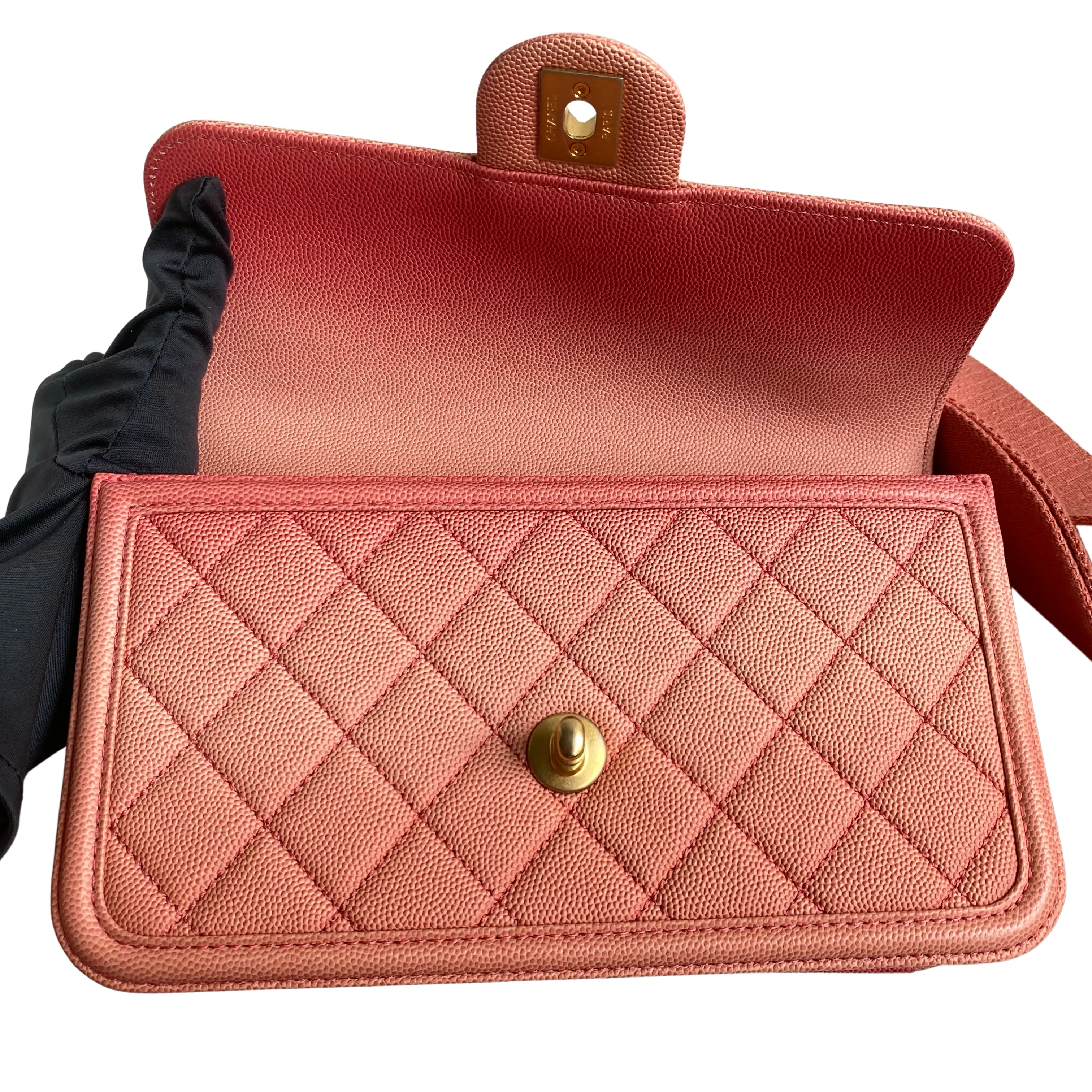 Sunset On The Sea Small Flap Bag in Coral Pink Caviar