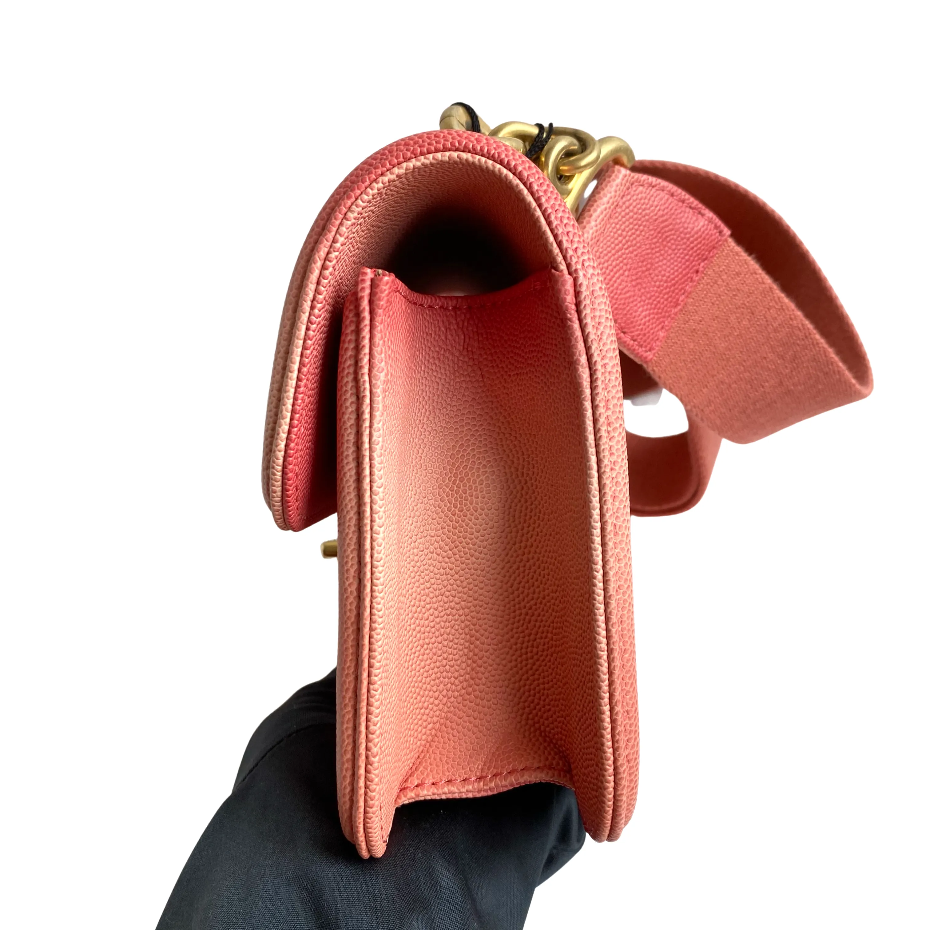 Sunset On The Sea Small Flap Bag in Coral Pink Caviar