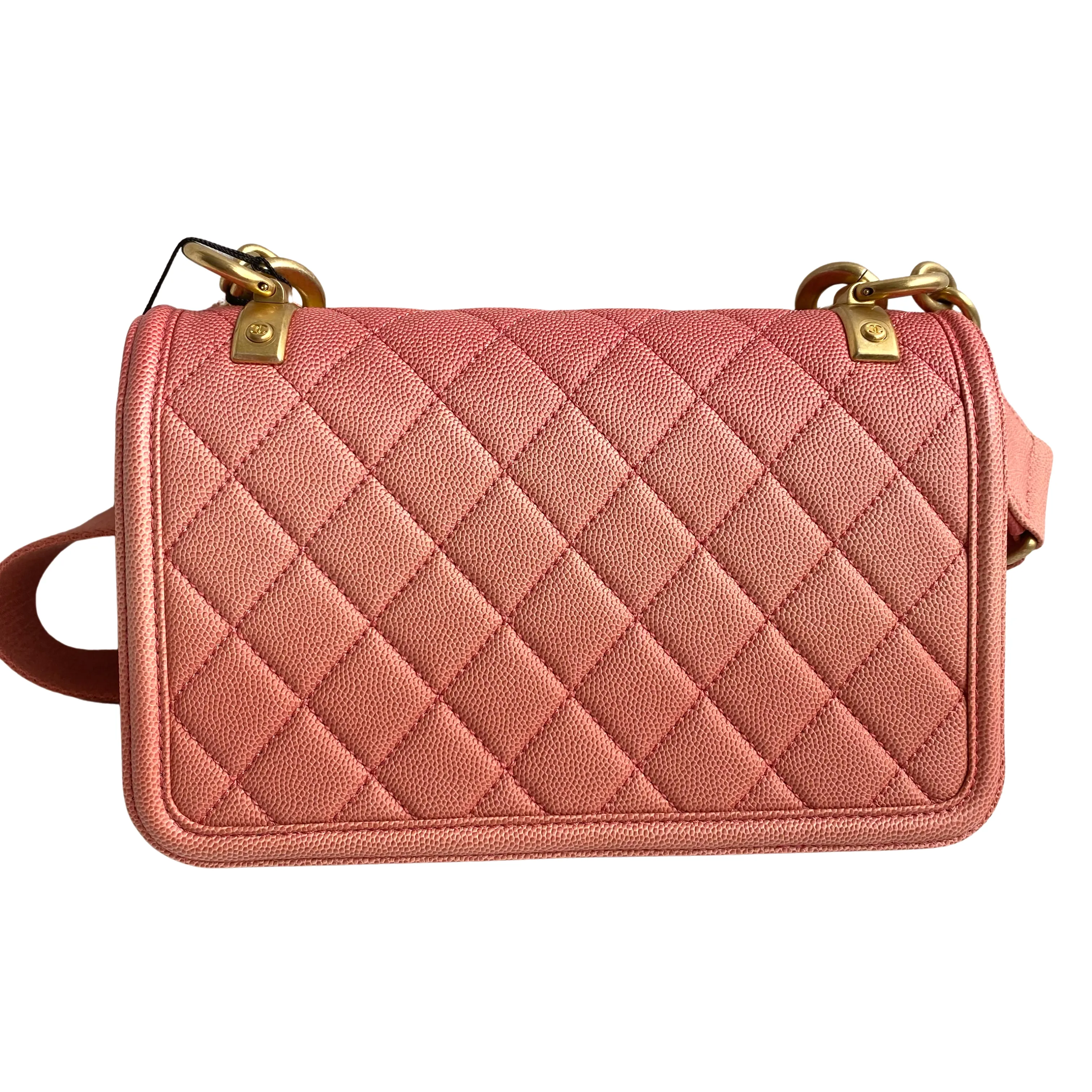 Sunset On The Sea Small Flap Bag in Coral Pink Caviar