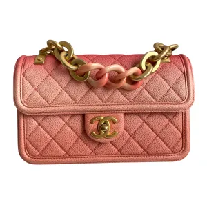 Sunset On The Sea Small Flap Bag in Coral Pink Caviar