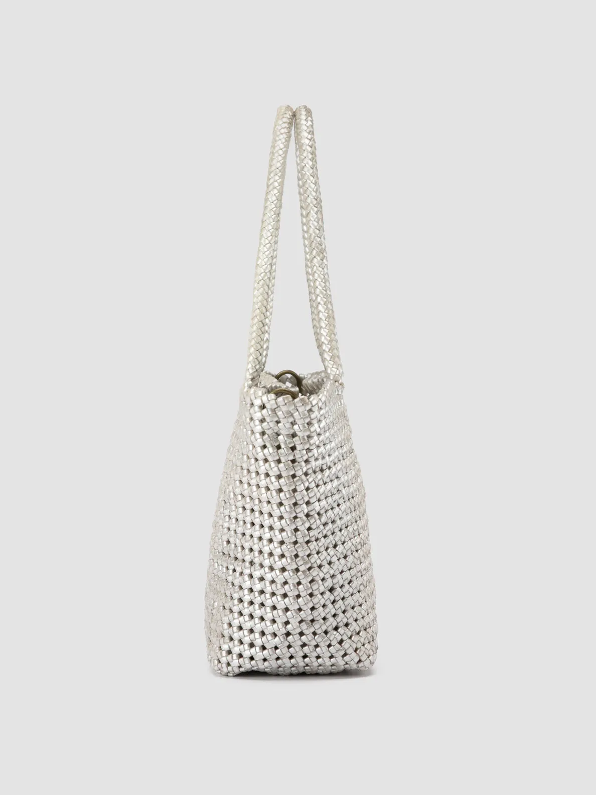 SUSAN 009 - Silver Woven Leather Shoulder Bag