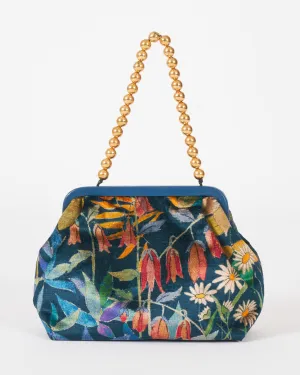 susan printed velvet - navy blue
