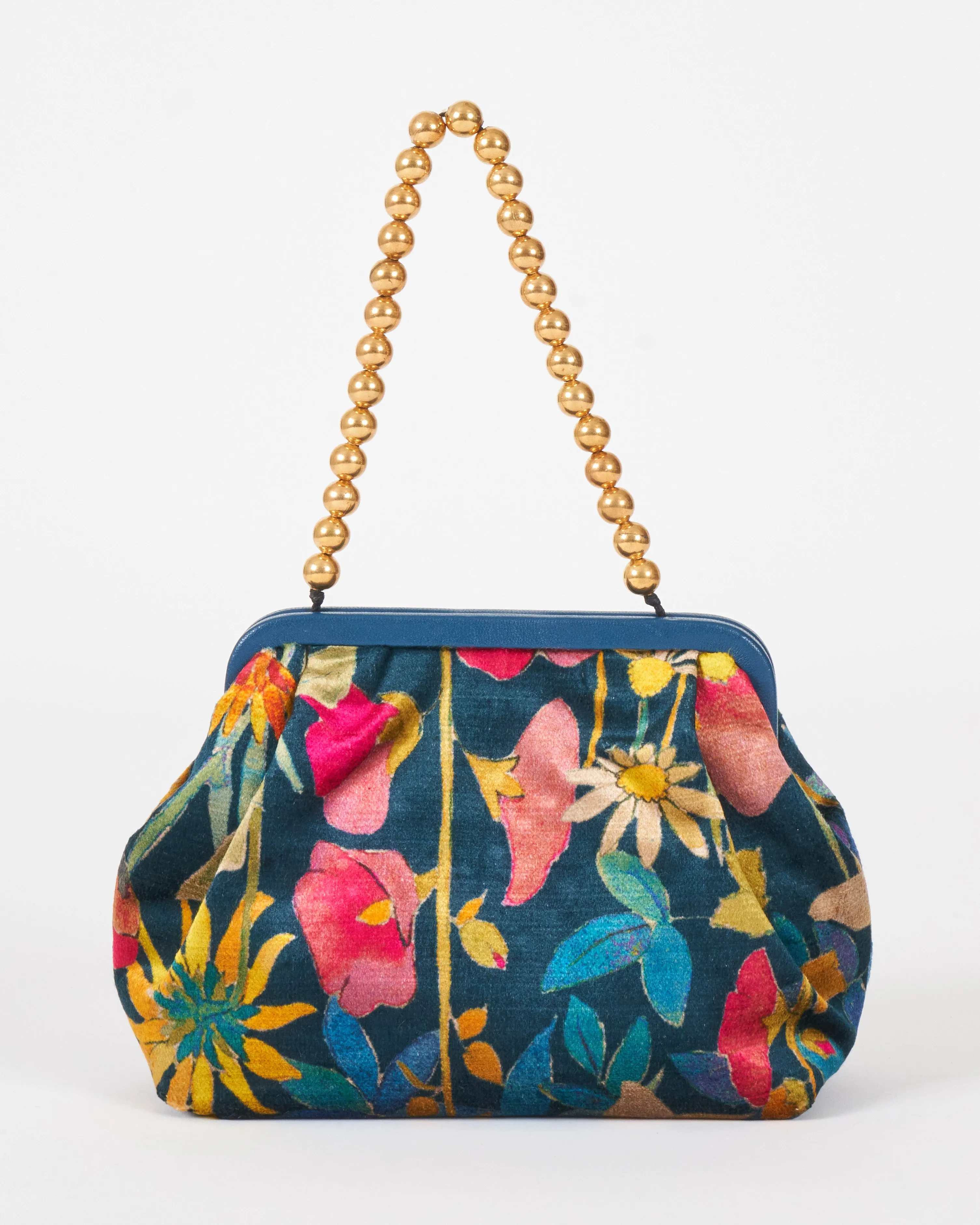 susan printed velvet - navy blue