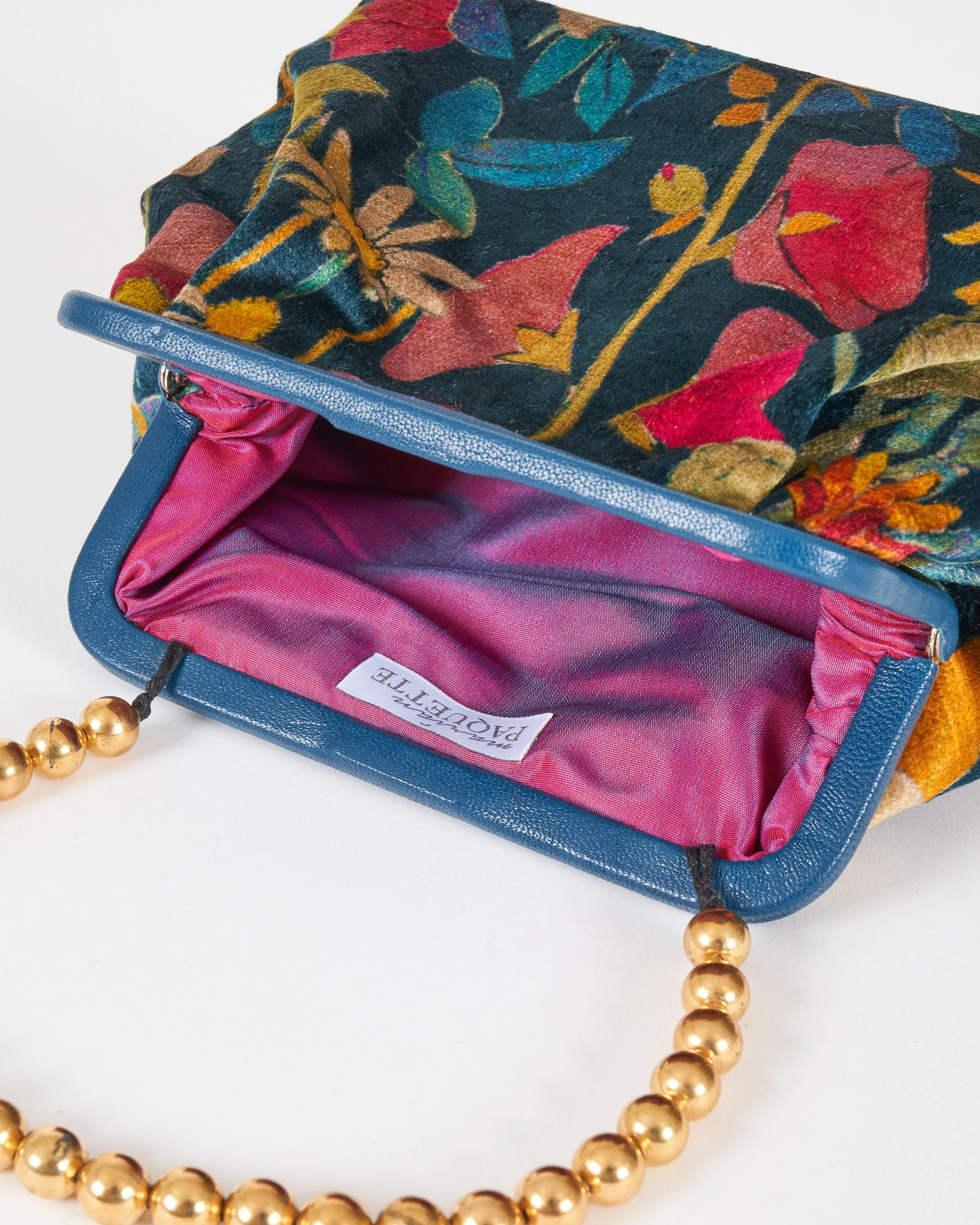 susan printed velvet - navy blue
