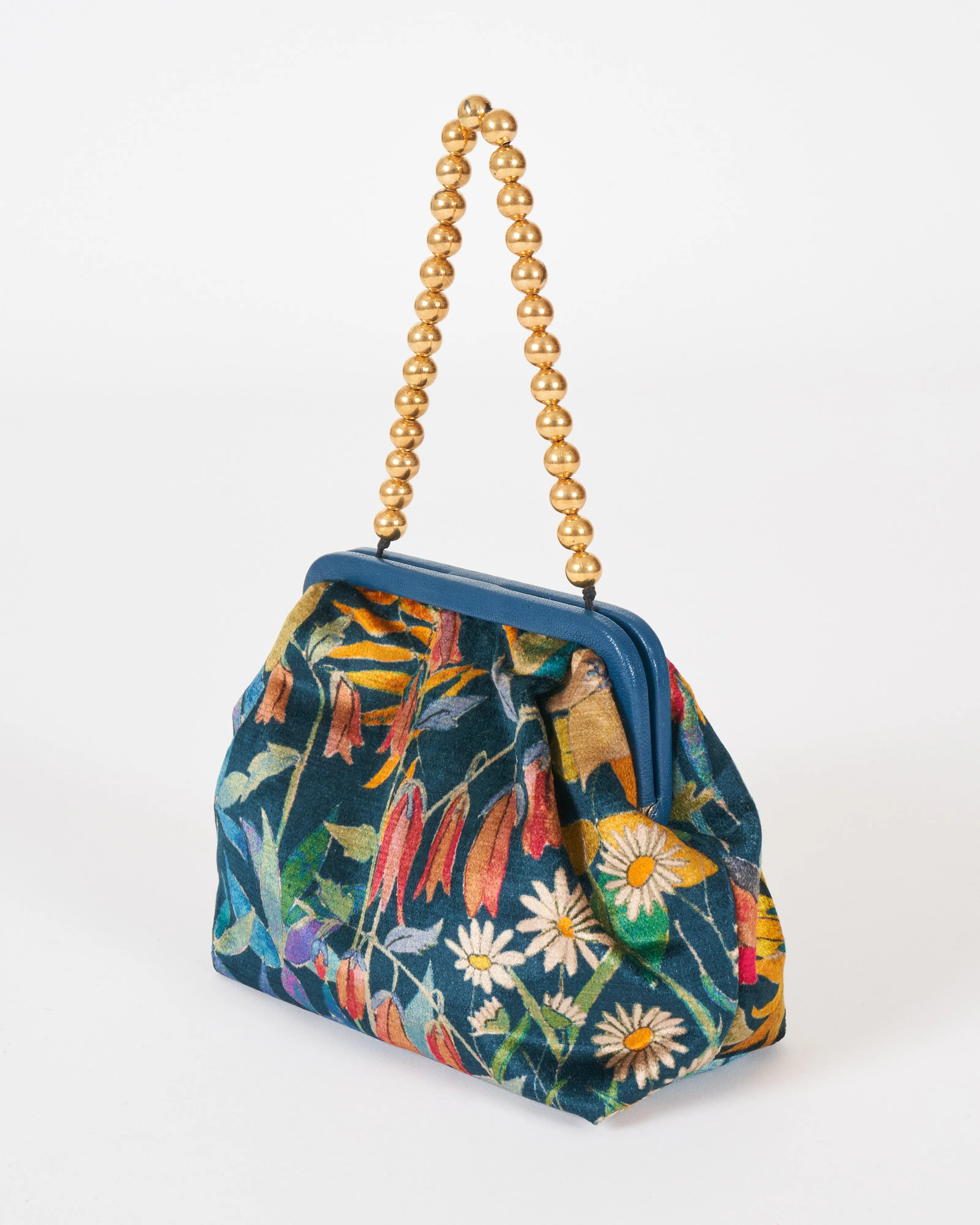 susan printed velvet - navy blue