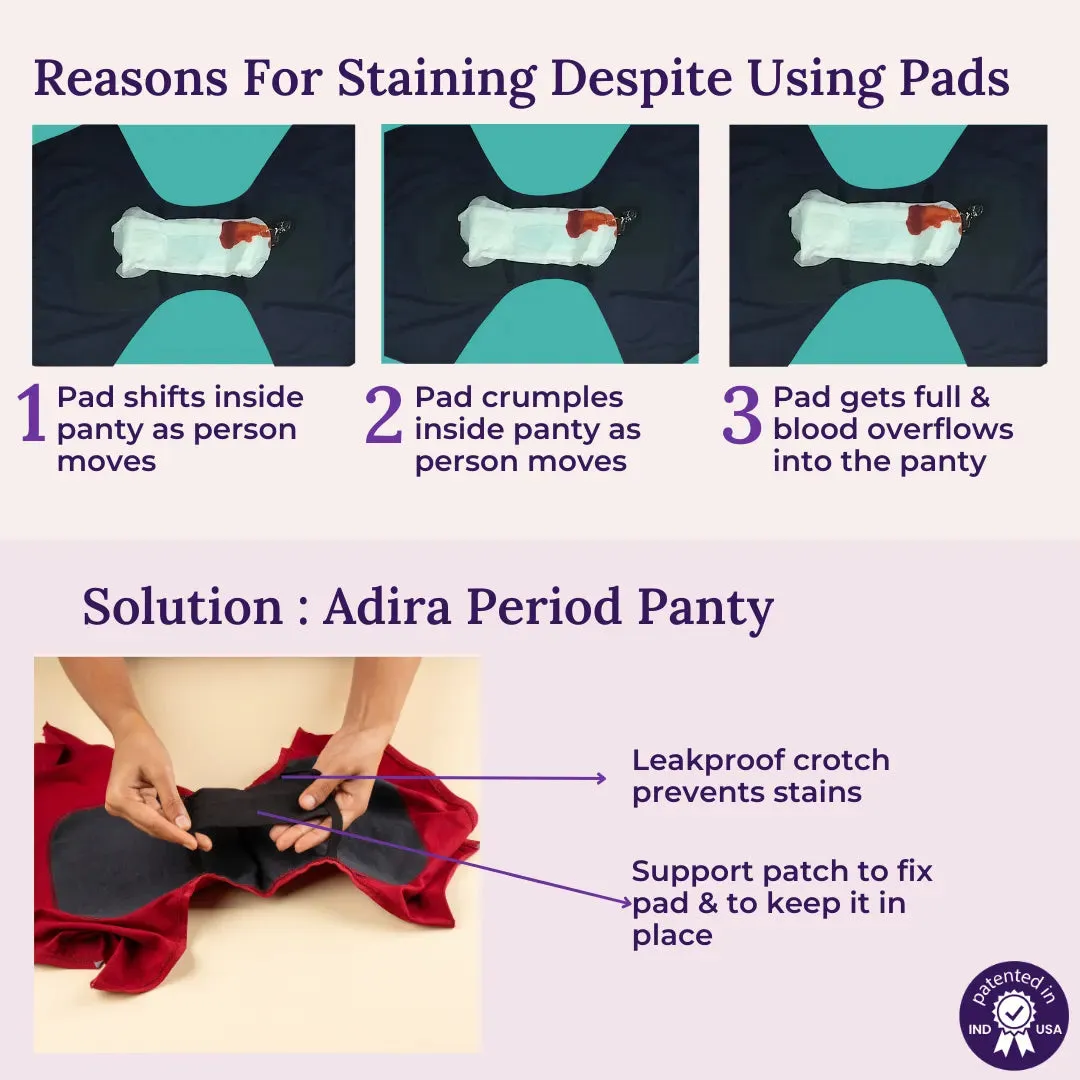 Teen Modal Period Panties | Boxer Fit For Heavy Flow | Prevents Front, Back & Inner Thigh Stains | 2 Pack