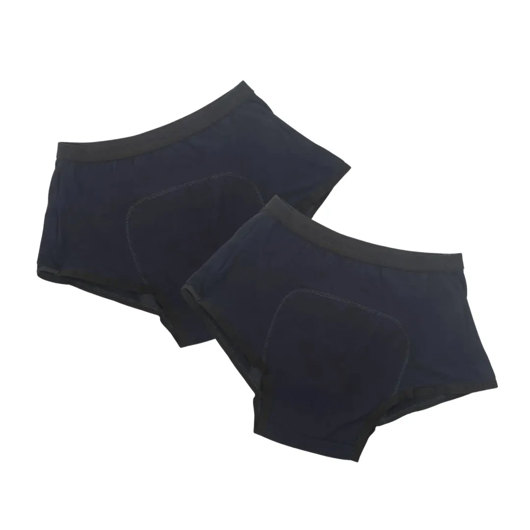 Teen Modal Period Panties | Boxer Fit For Heavy Flow | Prevents Front, Back & Inner Thigh Stains | 2 Pack
