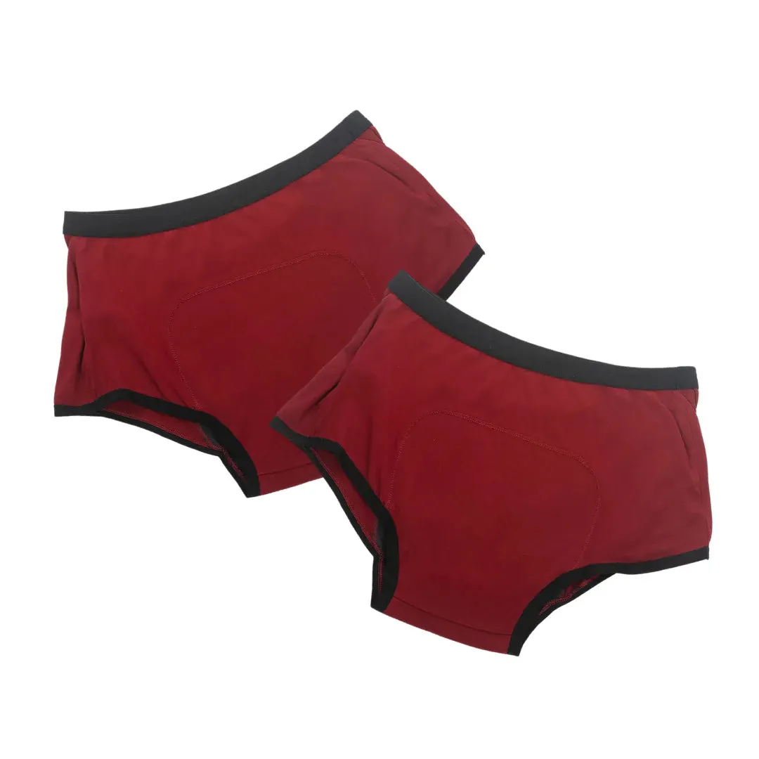 Teen Modal Period Panties | Boxer Fit For Heavy Flow | Prevents Front, Back & Inner Thigh Stains | 2 Pack