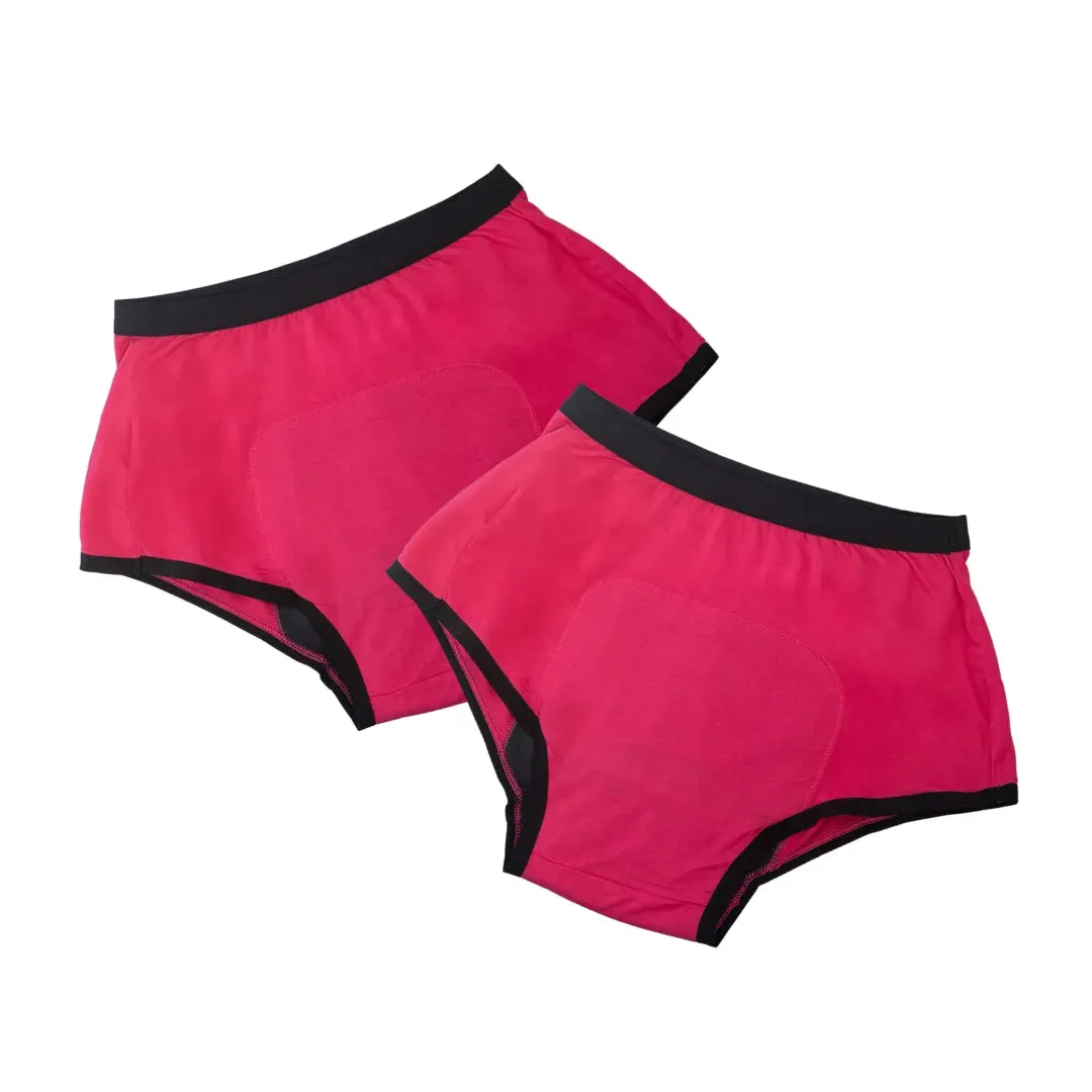 Teen Modal Period Panties | Boxer Fit For Heavy Flow | Prevents Front, Back & Inner Thigh Stains | 2 Pack