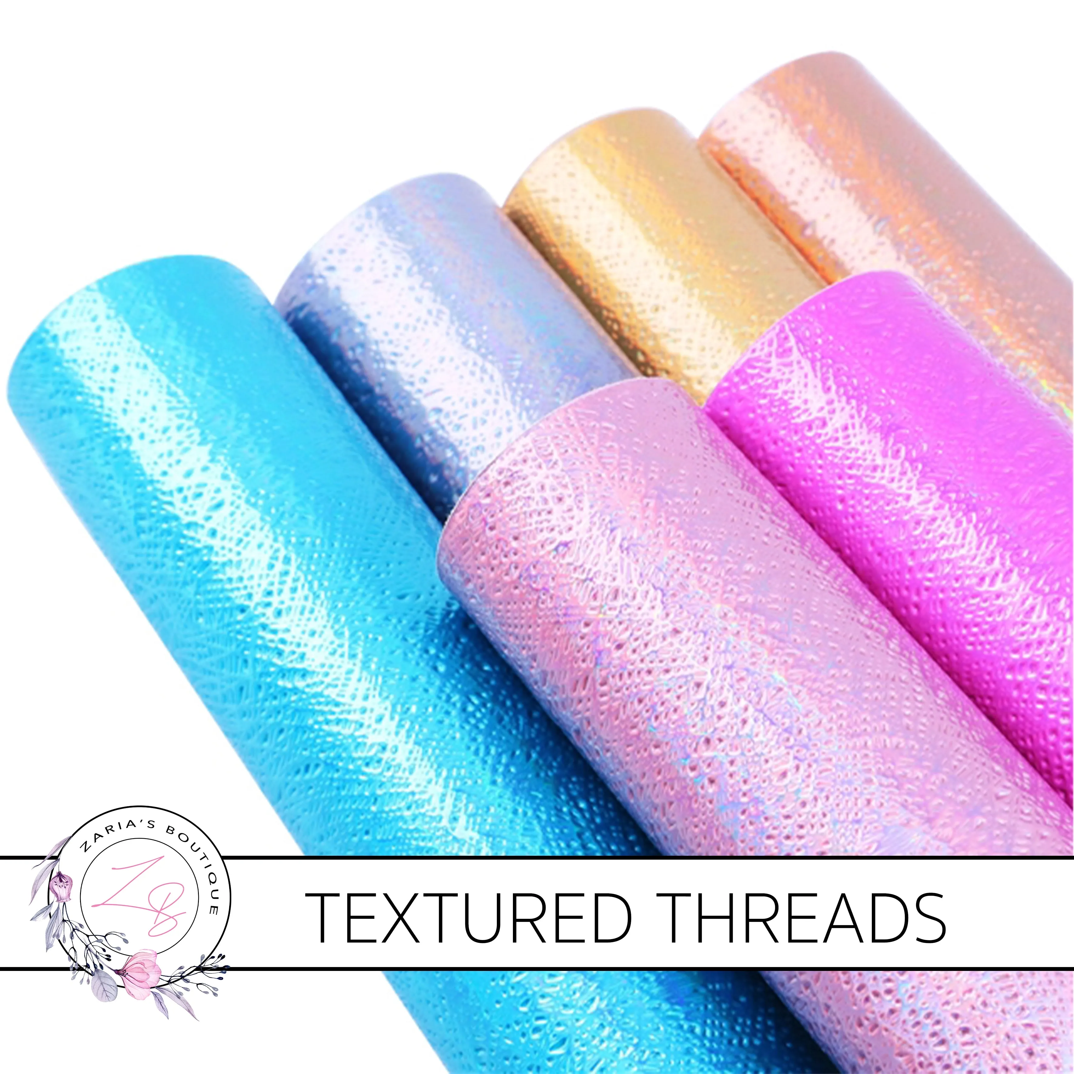 Textured Threads Holo Faux Leather Leatherette ~ Blue ~ 0.86mm