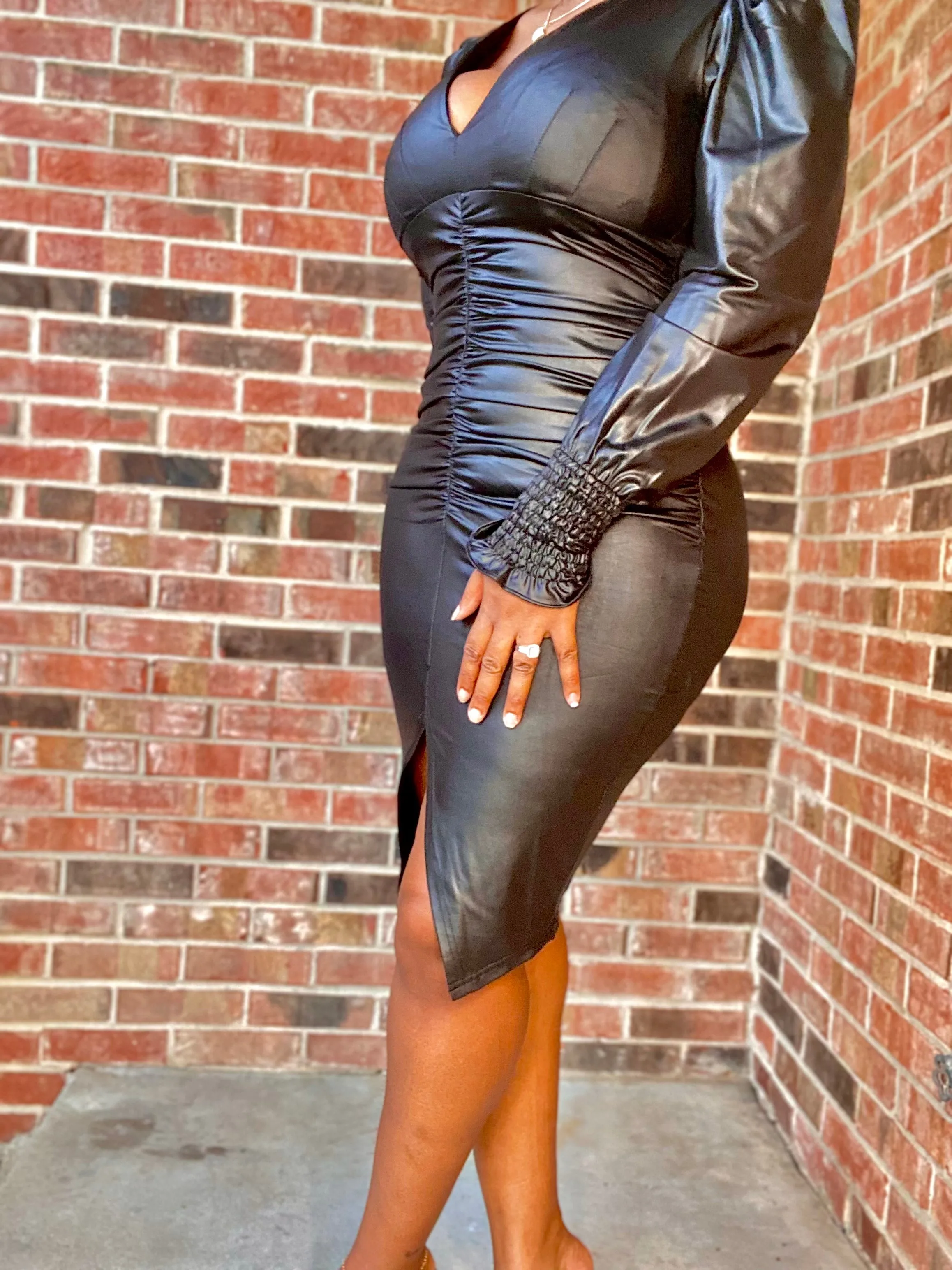 The “SERENITY” FAUX LEATHER DRESS