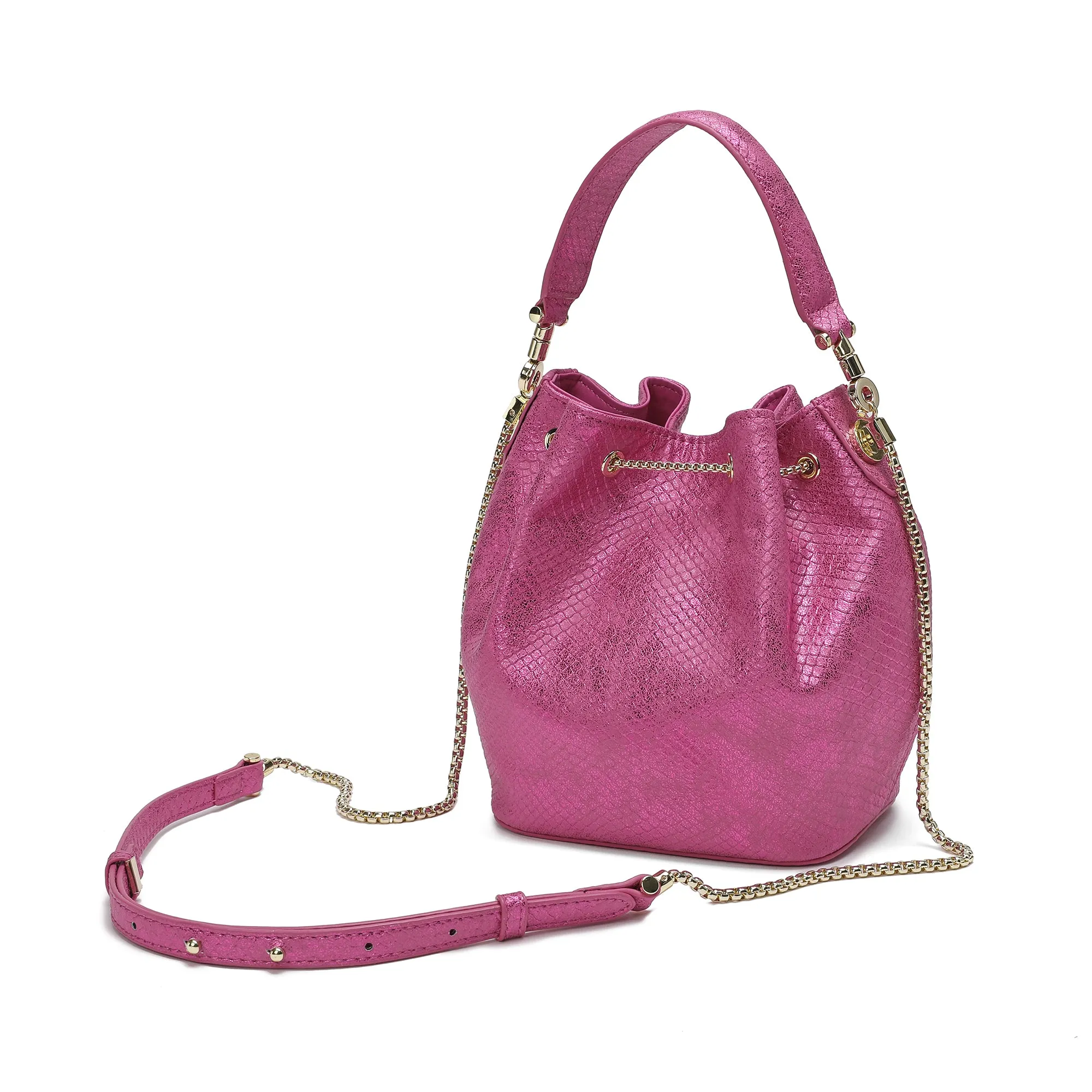 Tiffany & Fred Snake Pattern Leather Drawstring/ Shoulder Bag