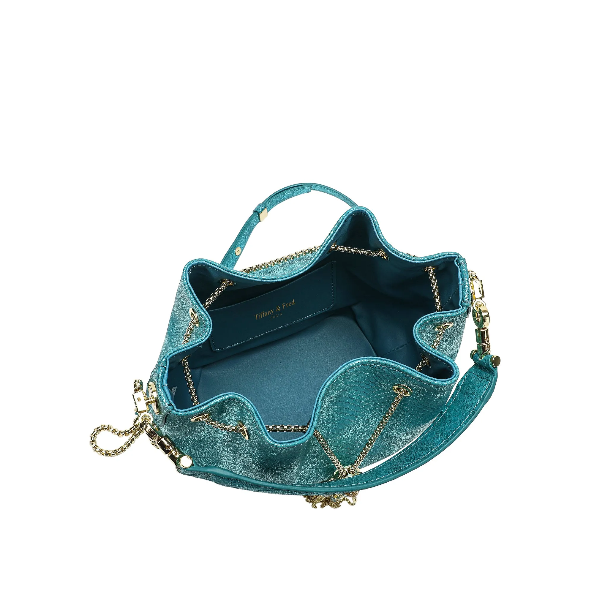 Tiffany & Fred Snake Pattern Leather Drawstring/ Shoulder Bag