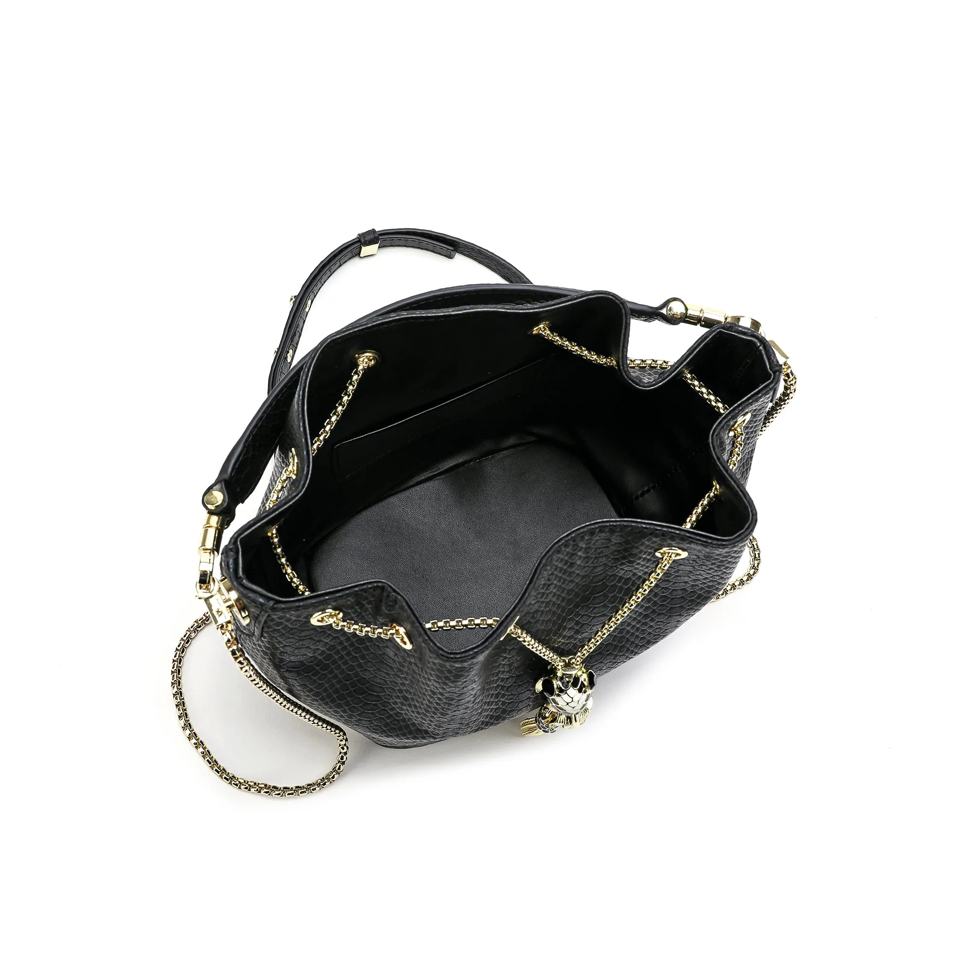 Tiffany & Fred Snake Pattern Leather Drawstring/ Shoulder Bag