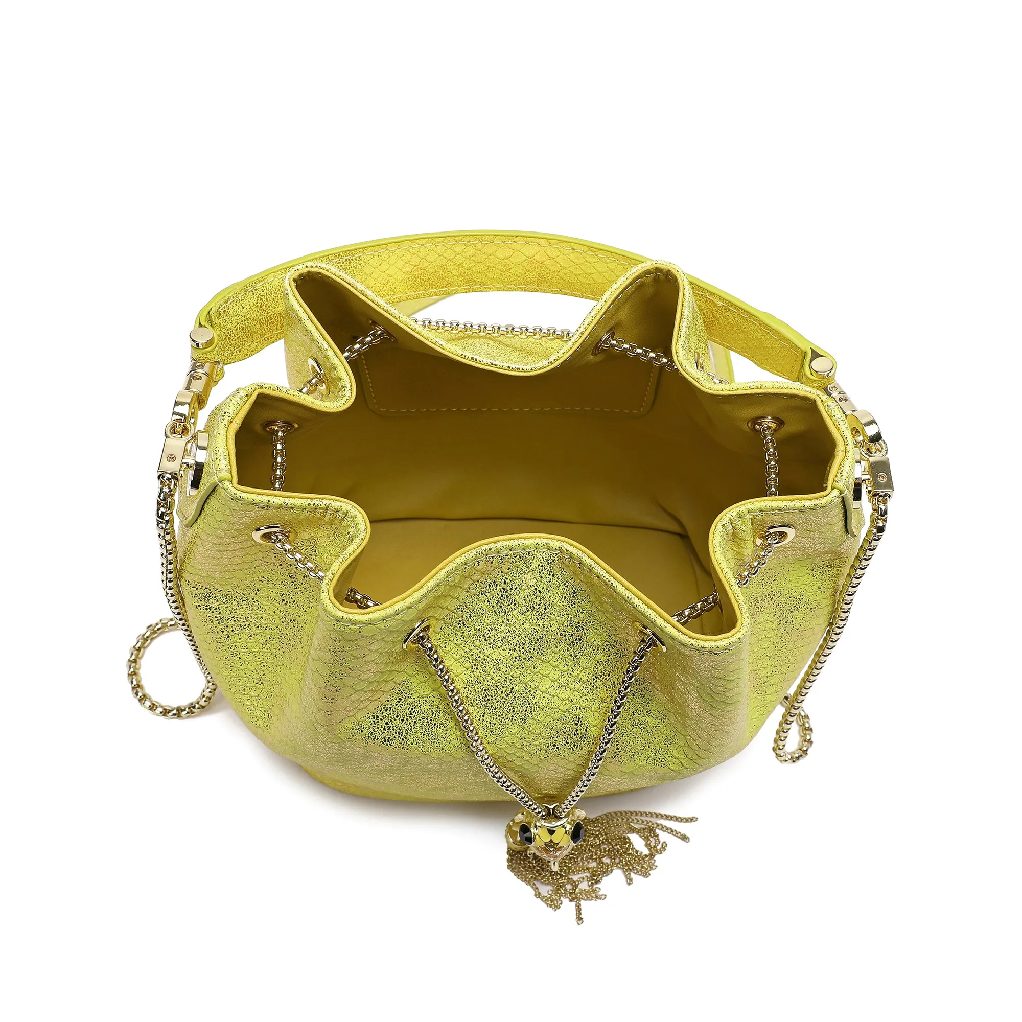 Tiffany & Fred Snake Pattern Leather Drawstring/ Shoulder Bag