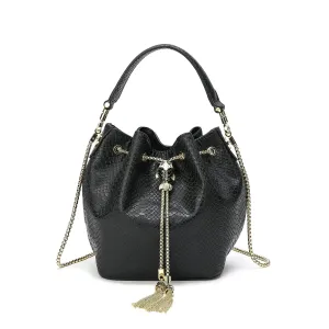 Tiffany & Fred Snake Pattern Leather Drawstring/ Shoulder Bag