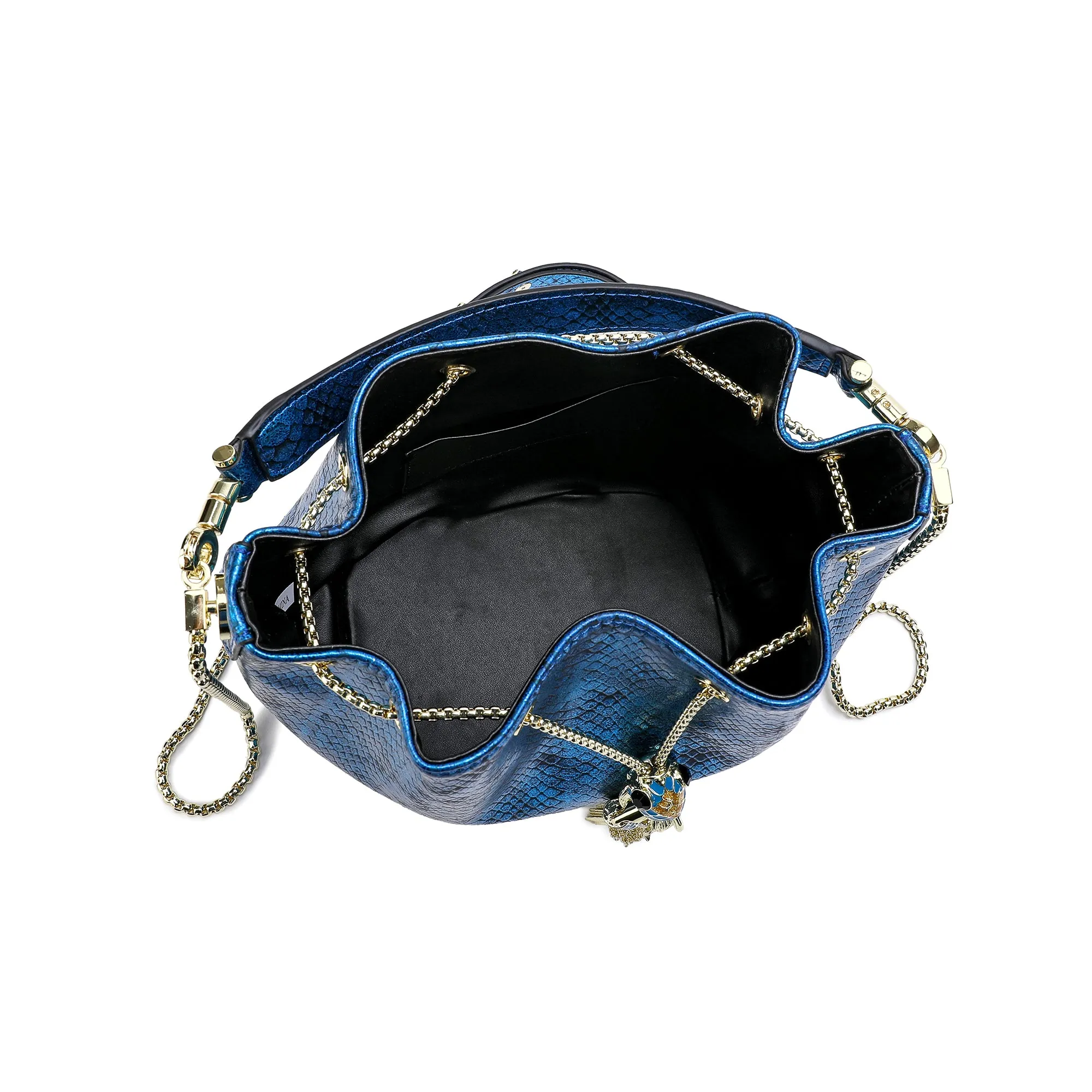 Tiffany & Fred Snake Pattern Leather Drawstring/ Shoulder Bag