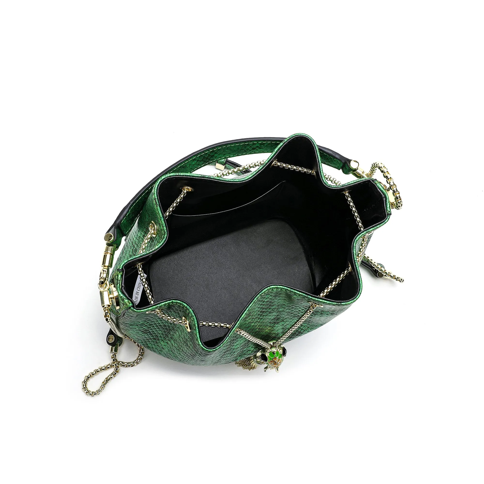 Tiffany & Fred Snake Pattern Leather Drawstring/ Shoulder Bag
